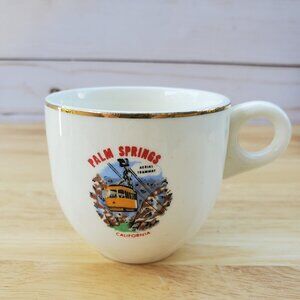 Vintage Palm Springs California Aerial Tramway Souvenir Mug With Gold Rim 1960s